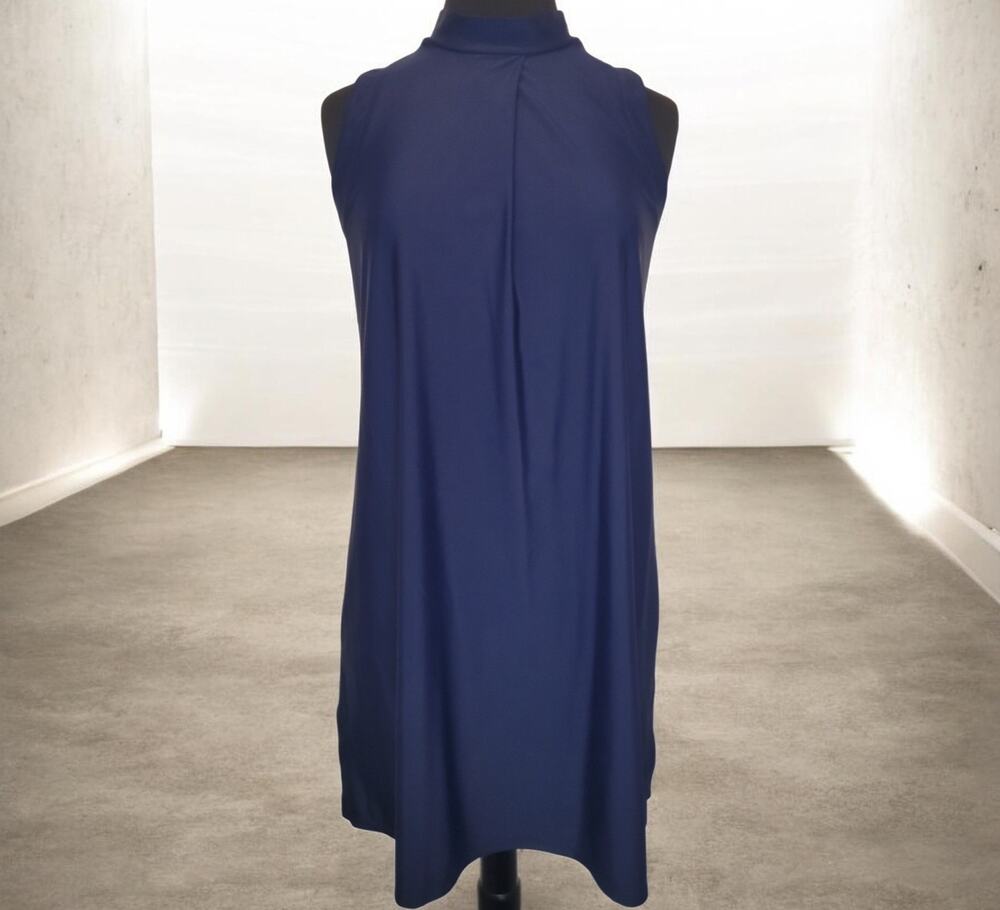 Jude Connally Navy Shift Dress Small USA Made Mock Neck Jude Cloth